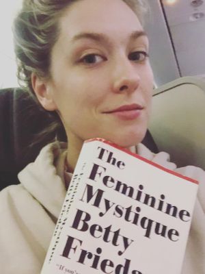 Briga Heelan reading her favorite book during her break S
